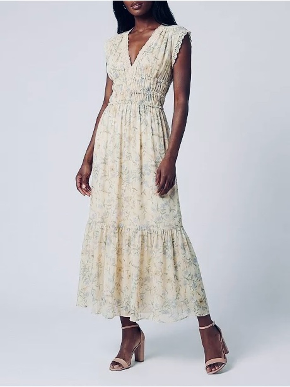 Zarr Collection pastel yellow Floral V-Neck Women’s Maxi Dress Size 12